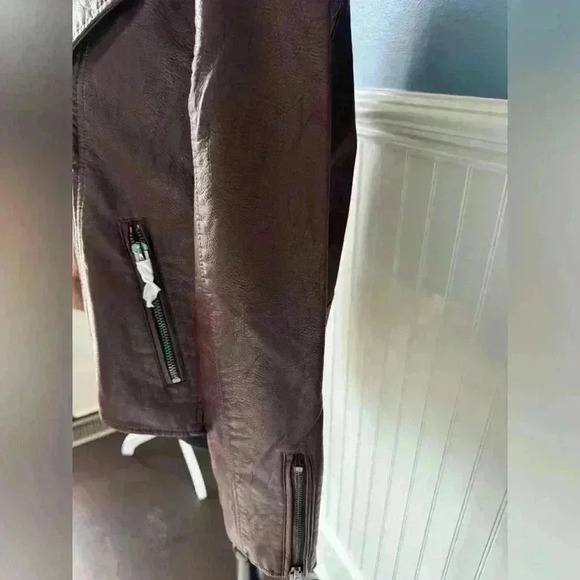 NWT Blank NYC Vegan Leather Moto Jacket ~ Large ~ Burgundy/Maroon - Picture 4 of 9